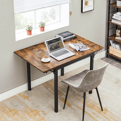 Artikelbild 7 für VASAGLE Esstisch braun rechteckig, 4-Fuß-Gestell schwarz, 76,0 / 98,0 / 120,0 x 78,0 x 75,0 cm, Artikelnummer 289631