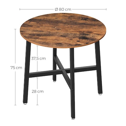 Artikelbild 7 für VASAGLE Esstisch braun rund, 4-Fuß-Gestell schwarz, 80,0 x 80,0 x 75,0 cm, Artikelnummer 289627