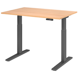 Artikelbild 1 für HAMMERBACHER XMKA12 elektrisch höhenverstellbarer Schreibtisch eiche rechteckig, C-Fuß-Gestell grau 120,0 x 80,0 cm, Artikelnummer 542971