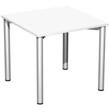 Artikelbild 1 für geramöbel Flex Schreibtisch weiß, silber quadratisch, 4-Fuß-Gestell silber 80,0 x 80,0 cm, Artikelnummer 882086