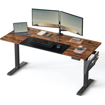 Artikelbild 3 für SONGMICS elektrisch höhenverstellbarer Schreibtisch braun rechteckig, C-Fuß-Gestell schwarz 160,0 x 60,0 cm, Artikelnummer 290987