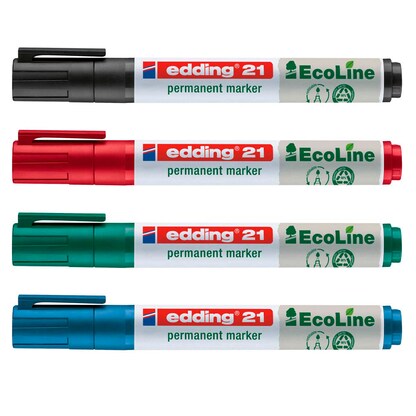 Artikelbild 4 für edding 21 EcoLine Permanentmarker farbsortiert 1,5 - 3,0 mm, 4 St., Artikelnummer 284968