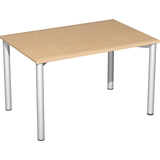 Artikelbild 1 für geramöbel Flex Schreibtisch buche, silber rechteckig, 4-Fuß-Gestell silber 120,0 x 80,0 cm, Artikelnummer 880474