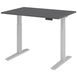 Artikelbild 1 für HAMMERBACHER XMKA12 elektrisch höhenverstellbarer Schreibtisch grafit rechteckig, C-Fuß-Gestell silber 120,0 x 80,0 cm, Artikelnummer 379796