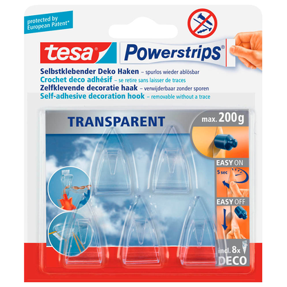 Artikelbild 5 für tesa Powerstrips TRANSPARENT Klebehaken für max. 200,0 g 2,0 x 3,5 cm, 5 St., Artikelnummer 252179