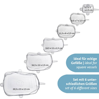 Artikelbild 2 für WESTMARK Frischhaltedeckel-Set Silikon Square transparent, 1 Set, Artikelnummer 996963