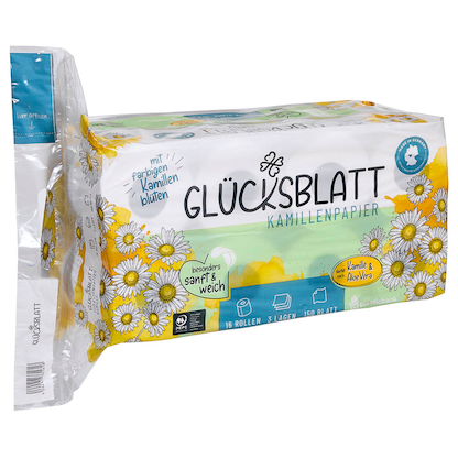 Artikelbild 2 für GLÜCKSBLATT Toilettenpapier Kamille 3-lagig, 16 Rollen, Artikelnummer 671749