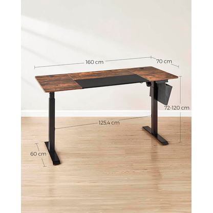 Artikelbild 2 für SONGMICS elektrisch höhenverstellbarer Schreibtisch braun rechteckig, C-Fuß-Gestell schwarz 160,0 x 60,0 cm, Artikelnummer 290987