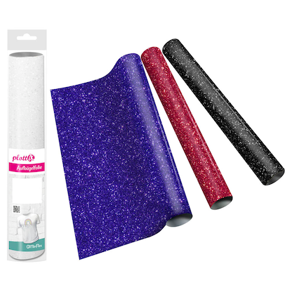 Artikelbild 2 für plottiX GlitterFlex Aufbügelfolie blau Effekt-Folie 32,0 x 50,0 cm, 1 Rolle, Artikelnummer 541811