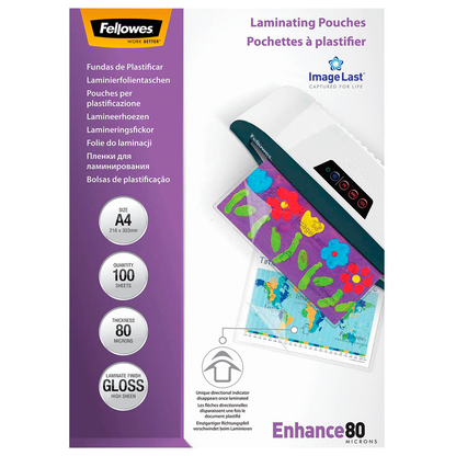Artikelbild 2 für 100 Fellowes Enhance80 ImageLast Laminierfolien glänzend für A4 80 micron, Artikelnummer 306746
