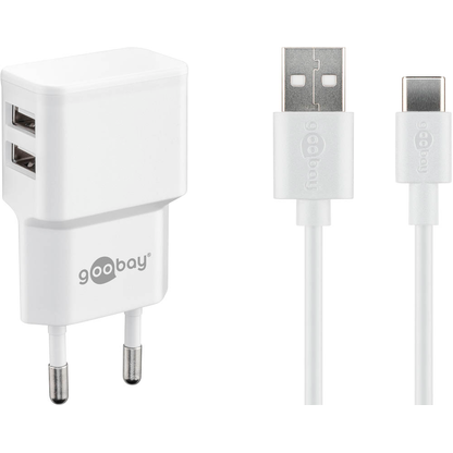 Artikelbild für goobay Ladekabel mit Adapter weiß, Kabellänge: 1 m, 12 Watt, Artikelnummer 788541