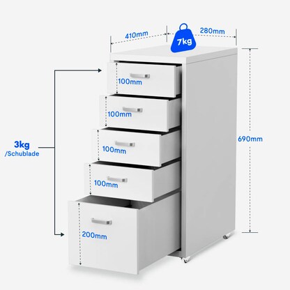 Artikelbild 2 für FlexiSpot Rollcontainer orange 5 Auszüge 28,0 x 41,0 x 69,0 cm, Artikelnummer 656623