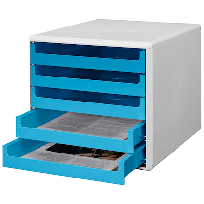 Artikelbild für M&M Schubladenbox ocean-blue 30050961, DIN A4 mit 5 Schubladen, Artikelnummer 370357