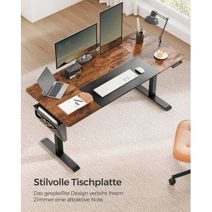 Artikelbild 8 für SONGMICS elektrisch höhenverstellbarer Schreibtisch braun rechteckig, C-Fuß-Gestell schwarz 160,0 x 60,0 cm, Artikelnummer 290987
