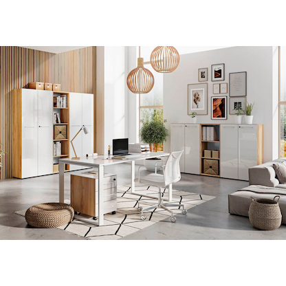 Artikelbild 4 für GERMANIA Aktenschrank Monteria, 4204-242 navarra-eiche, weiß 4 Fachböden 80,0 x 37,0 x 196,0 cm, Artikelnummer 121337