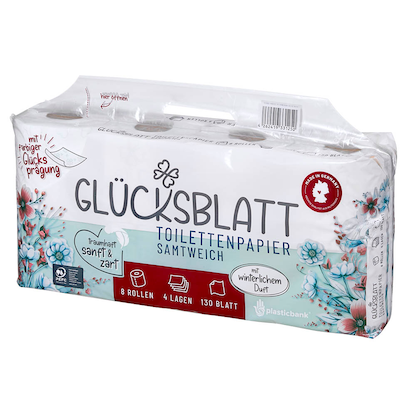 Artikelbild 4 für GLÜCKSBLATT Toilettenpapier samtweich 4-lagig, 8 Rollen, Artikelnummer 671759