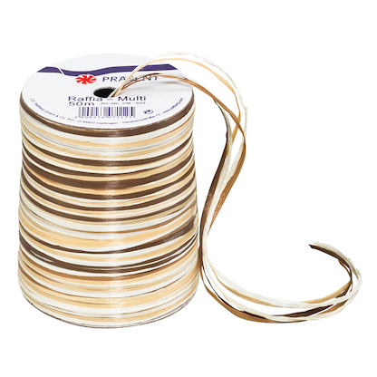 Artikelbild für PRÄSENT Geschenkband Raffia matt braun/creme 3,0 mm x 50,0 m, Artikelnummer 103756