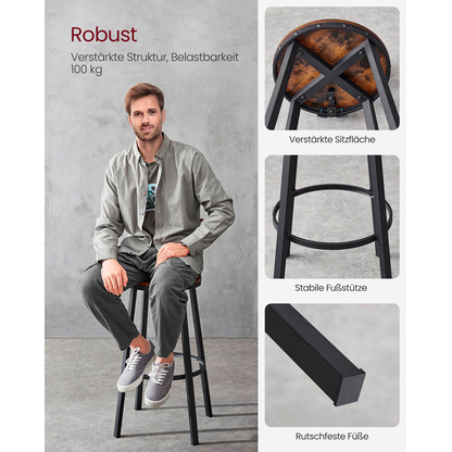 Artikelbild 4 für 2 VASAGLE Barhocker LBC026B01V2 braun, Artikelnummer 289516