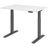 Artikelbild 1 für HAMMERBACHER XMKA12 elektrisch höhenverstellbarer Schreibtisch weiß rechteckig, C-Fuß-Gestell grau 120,0 x 80,0 cm, Artikelnummer 543221