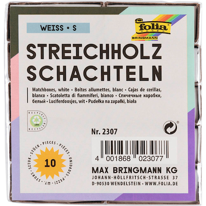 Artikelbild 5 für folia Bastelzubehör Streichholzschachteln S weiß 10 St., Artikelnummer 962617