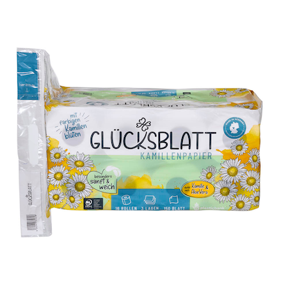 Artikelbild 3 für GLÜCKSBLATT Toilettenpapier Kamille 3-lagig, 16 Rollen, Artikelnummer 671749
