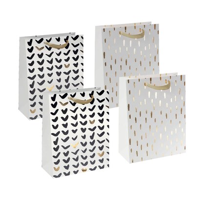 Artikelbild für 4 SIGEL Papier-Tragetaschen Brush Art Black & Gold LARGE Motiv sortiert 26,0 x 33,0 cm, Artikelnummer 405369