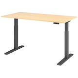 Artikelbild 1 für HAMMERBACHER XMKA16 elektrisch höhenverstellbarer Schreibtisch ahorn rechteckig, C-Fuß-Gestell grau 160,0 x 80,0 cm, Artikelnummer 543241