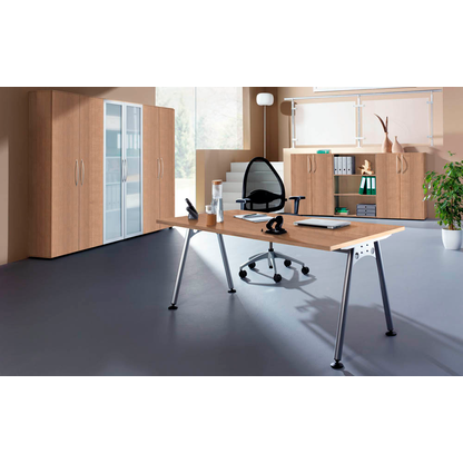 Artikelbild 4 für HAMMERBACHER AS19 höhenverstellbarer Schreibtisch nussbaum rechteckig, A-Fuß-Gestell silber 180,0 x 80,0 cm, Artikelnummer 963525