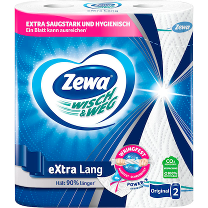 Artikelbild 2 für Zewa Küchenrollen WISCH&WEG eXtra Lang Original 2-lagig, 2 Rollen, Artikelnummer 929034