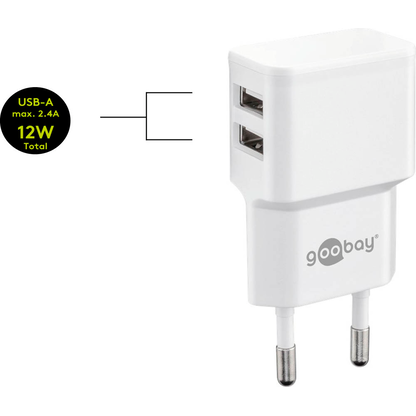 Artikelbild 4 für goobay Ladekabel mit Adapter weiß, Kabellänge: 1 m, 12 Watt, Artikelnummer 788541
