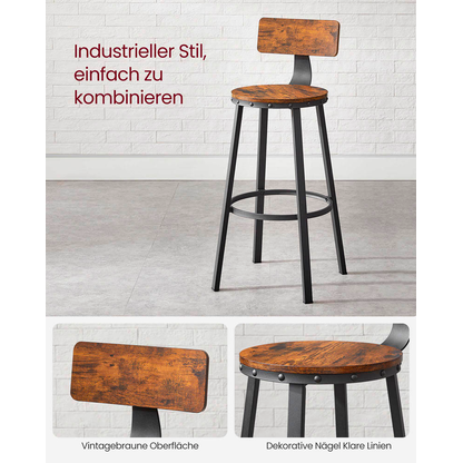 Artikelbild 7 für 2 VASAGLE Barhocker LBC026B01V2 braun, Artikelnummer 289516