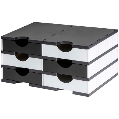 Artikelbild für styro Sortierstation styrodoc duo Standard schwarz/weiß mit 6 Fächer, Artikelnummer 659138
