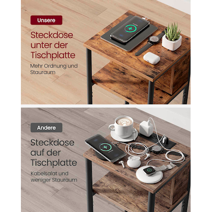 Artikelbild 5 für VASAGLE Beistelltisch braun 34,0 x 30,0 x 58,0 cm, Artikelnummer 290399