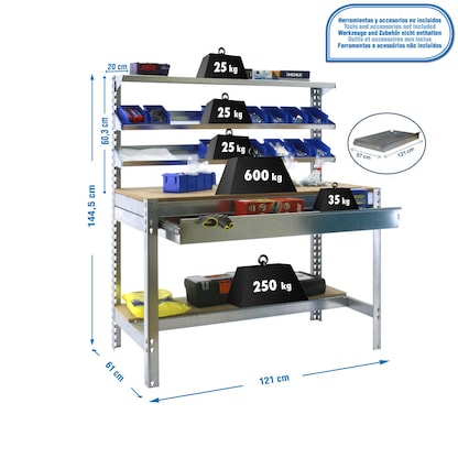 Artikelbild 2 für Simonrack Werkbank SIMONWORK BT1 BOX silber 1 Schublade 121,0 x 61,0 x 144,5 cm, Artikelnummer 359249