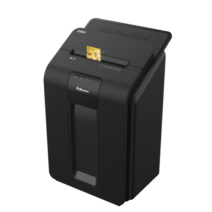 Artikelbild 2 für AKTION: Fellowes AutoMax 100M Aktenvernichter mit Partikelschnitt P-4, 4 x 10 mm, bis 100 Blatt, schwarz, Artikelnummer 742843