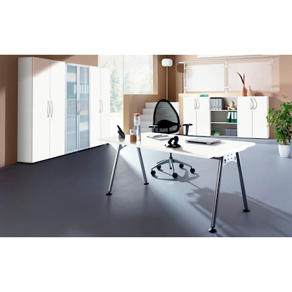 Artikelbild 4 für HAMMERBACHER AS16 höhenverstellbarer Schreibtisch weiß rechteckig, A-Fuß-Gestell silber 160,0 x 80,0 cm, Artikelnummer 963665