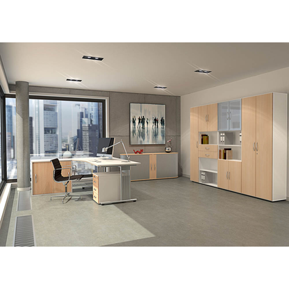 Artikelbild 4 für geramöbel Schiebetürenschrank Flex, S-312353-BW weiß, buche 2 Fachböden 120,0 x 42,5 x 118,2 cm, Artikelnummer 877163