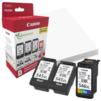 Artikelbild 10 für Canon PG-545XLx2/CL-546XL schwarz, color Druckköpfe + Fotopapier, 3er-Set, Artikelnummer 143588