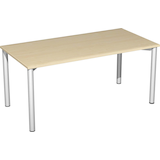 Artikelbild 1 für geramöbel Flex Schreibtisch ahorn, silber rechteckig, 4-Fuß-Gestell silber 160,0 x 80,0 cm, Artikelnummer 880676