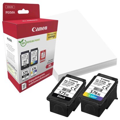Artikelbild 13 für Canon PG-575XL/CL-576XL schwarz, color Druckköpfe + Fotopapier, 2er-Set, Artikelnummer 144186