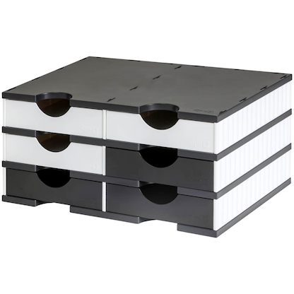 Artikelbild 3 für styro Sortierstation styrodoc duo Standard schwarz/weiß mit 6 Fächer, Artikelnummer 659138