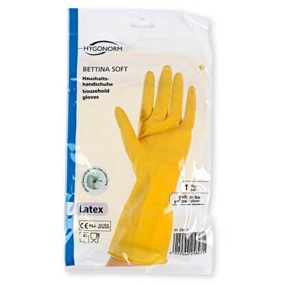 Artikelbild für HYGONORM unisex Gummihandschuhe Bettina Soft gelb Größe 9, 1 Paar, Artikelnummer 651717