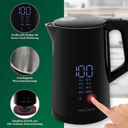 Artikelbild 4 für CLATRONIC Wasserkocher PC-WKS 1243 schwarz 1,7 l 2200 W, Artikelnummer 932083