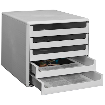Artikelbild für M&M Schubladenbox lichtgrau 30050909, DIN A4 mit 5 Schubladen, Artikelnummer 430918