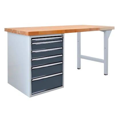 Artikelbild 2 für ADB Werkbank lichtgrau, anthrazitgrau 6 Schubladen 150,0 x 75,0 x 85,0 cm, Artikelnummer 204657