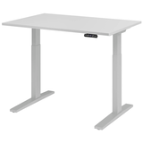 Artikelbild 1 für HAMMERBACHER XMKA12 elektrisch höhenverstellbarer Schreibtisch lichtgrau rechteckig, C-Fuß-Gestell silber 120,0 x 80,0 cm, Artikelnummer 837839
