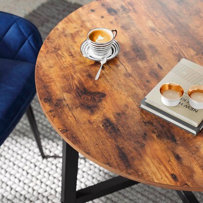 Artikelbild 5 für VASAGLE Esstisch braun rund, 4-Fuß-Gestell schwarz, 80,0 x 80,0 x 75,0 cm, Artikelnummer 289627