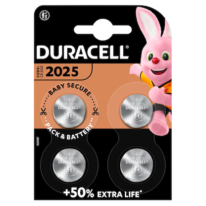 Artikelbild für 4 DURACELL Knopfzellen CR 2025 3,0 V, Artikelnummer 696751