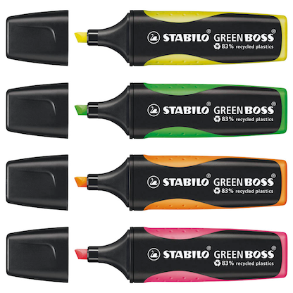 Artikelbild 2 für STABILO GREEN BOSS Textmarker farbsortiert, 4 St., Artikelnummer 452292
