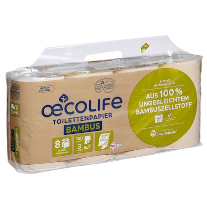 Artikelbild 2 für oecolife Toilettenpapier Bambus 3-lagig, 8 Rollen, Artikelnummer 671889